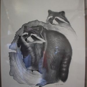 BEAUTIFUL RACCOON SET BY LARRY K. MARTIN (PAIR)